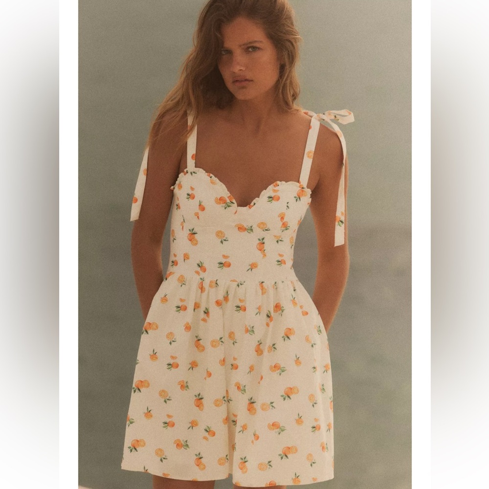 Orange Print Poplin Dress